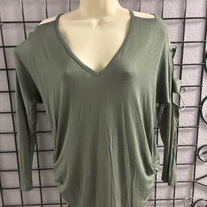 Dark green ladder sleeve blouse. Emerald